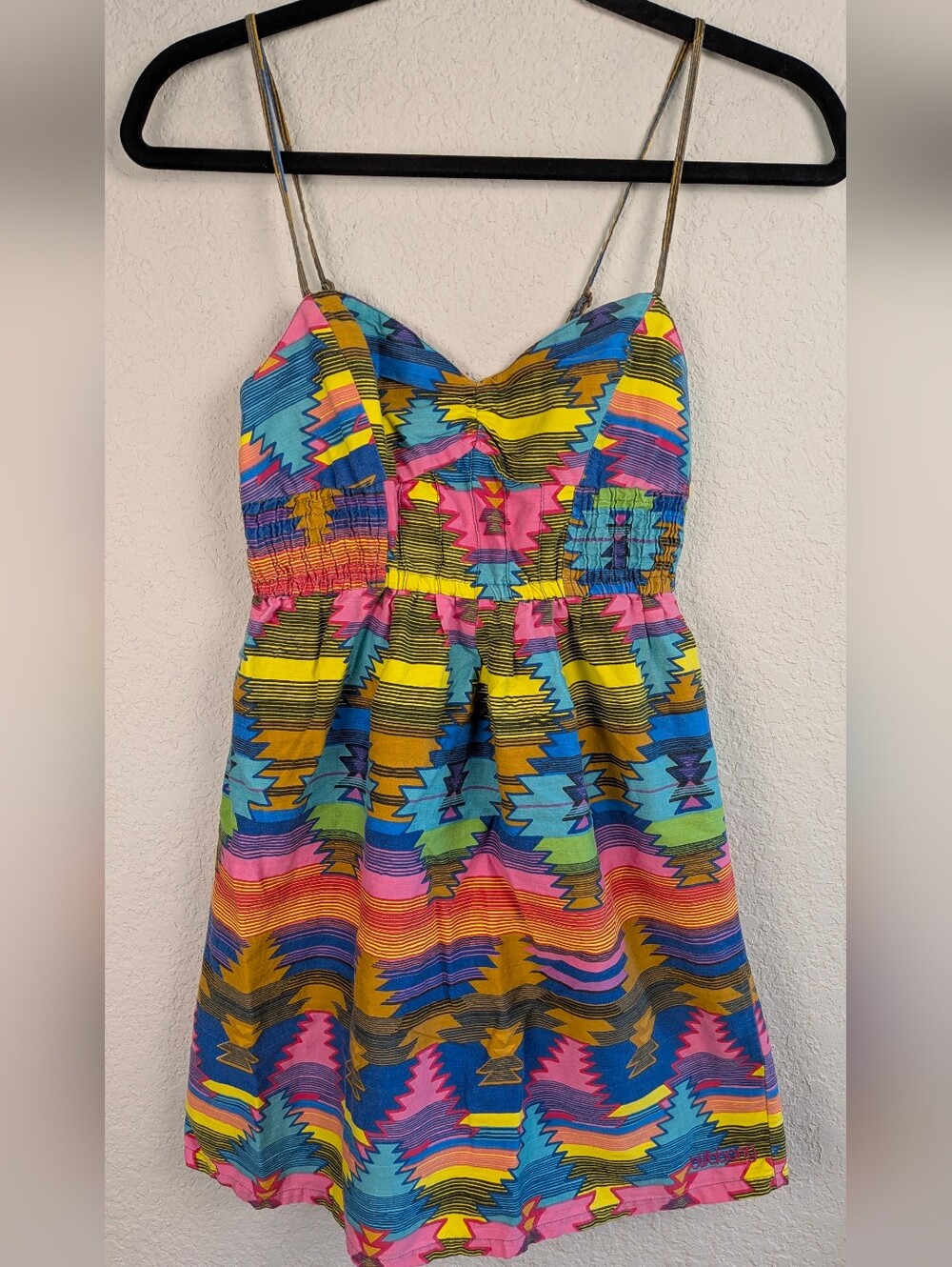 Billabong Woven Top S Adjustable Straps 100% Cotton Smocked Inserts y2k